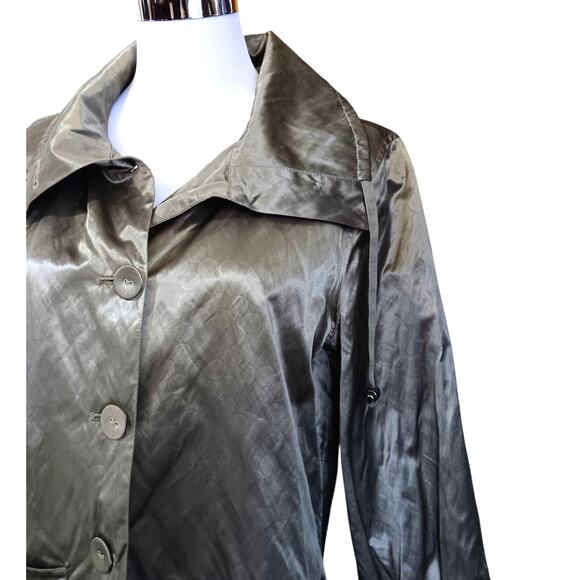 CHICO'S 1 Jacket Windbreaker Medium Pockets Satin Khaki Green Transition‎ Basic - Picture 9 of 11